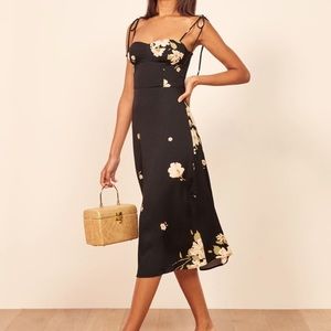 Reformation Black Saldana MIDI Dress
